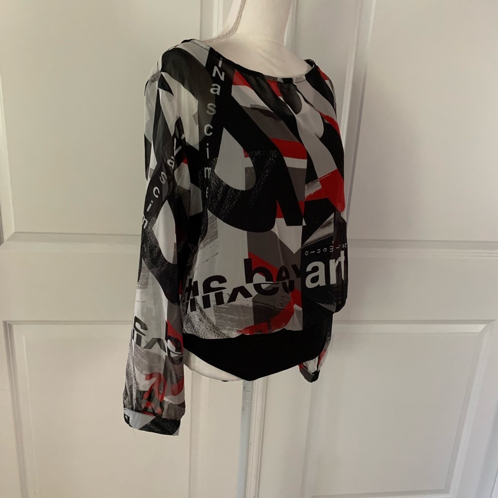 RINASCIMENTO Bodysuit with silky artistic print blouse - Picture 8 of 16